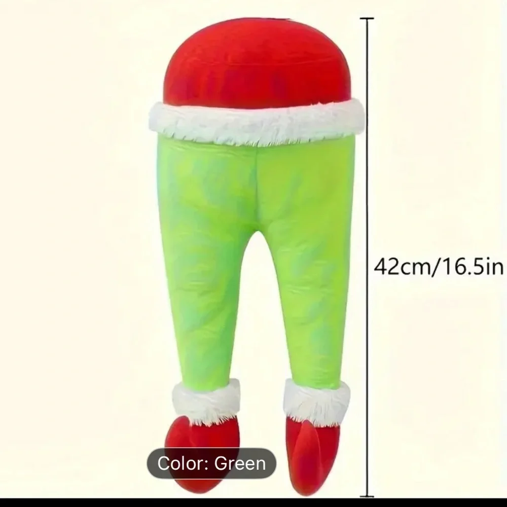 Christmas Tree Ornament Plush Grinch Elf Legs Stuck Xmas Tree Decoration